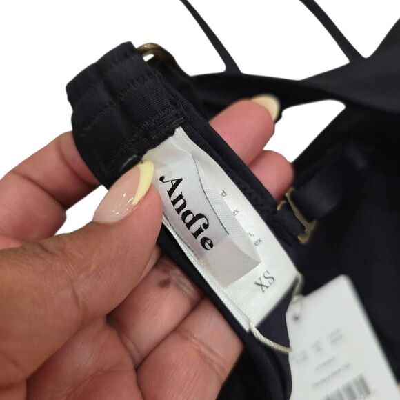 Andie The Bora Bora Bikini Swim Top Women's XS Black Bandeau Adjustable Straps - Picture 5 of 6